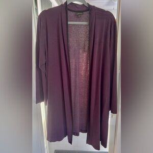 JJill Wearever Collection Eggplant color Open Front houndstooth Cardigan Size XL